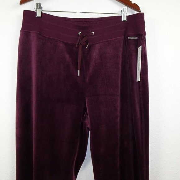 Calvin Klein Velour Pants Women's Plus Size 1X Red Pull On Elastic Waist - Picture 2 of 11